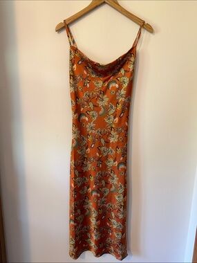 Inspired Hearts Rust Orange Floral Slip Maxi Dress